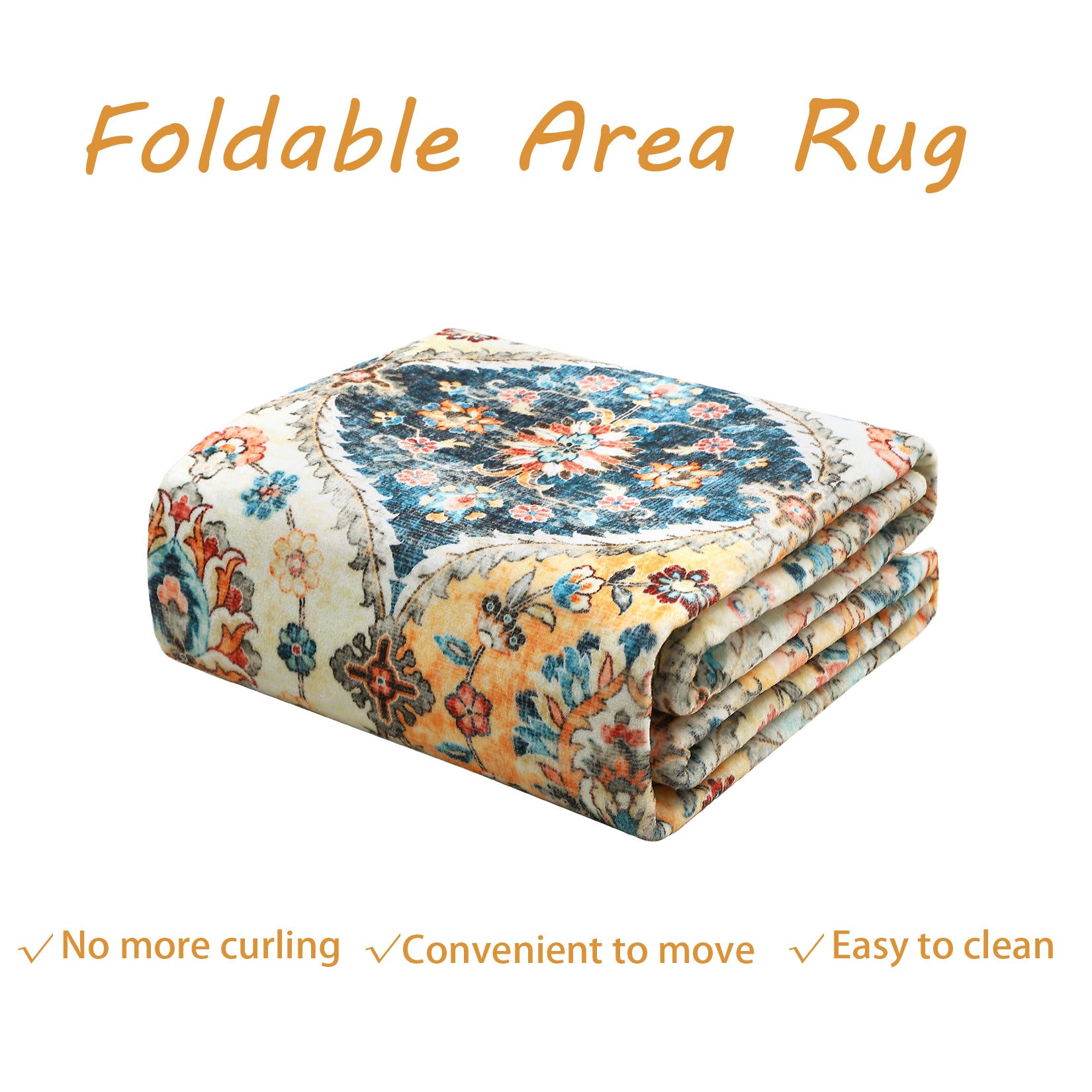 Garvee Area Rug 2x3 Non-Slip Washable Faux Wool Soft Low-Pile Floral Pattern Stain-Resistant Entryway, Kitchen, Living Room