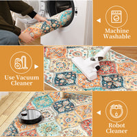 Garvee 10x13 Area Rug Extra Large Moroccan Trellis Machine Washable Rug Vintage Medallion Distressed Accent Rug Stain Resistant Non-Slip Floor Cover Carpet Rug for Living Room Bedroom