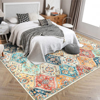 Garvee 10x13 Area Rug Extra Large Moroccan Trellis Machine Washable Rug Vintage Medallion Distressed Accent Rug Stain Resistant Non-Slip Floor Cover Carpet Rug for Living Room Bedroom