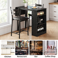 Garvee Dining Table Set for 2, Expandable Bar Table with 3 Storage Shelves, MDF & Metal, Foldable Space-Saving, Easy Assembly, Ideal for Small Spaces, Black