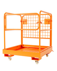 Garvee 36" × 36" Forklift Safety Cage, 1800 lb Foldable Steel Man Basket with Guardrail Chain & Anti-Slip Deck, Orange