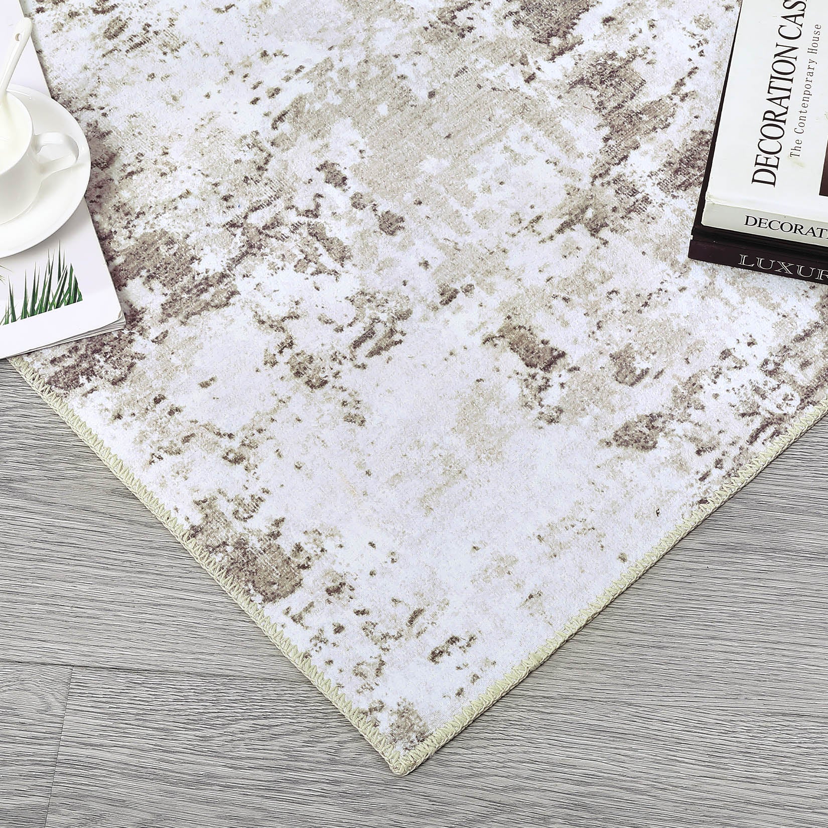 Garvee Abstract Taupe 2x8 Modern Runner Rugs Entryway Rug Runner Contemporary Distressed Hallway Runners Soft Kitchen Mat Non Slip Foldable Floor Cover Washable Rug Indoor Living Room Bedroom Dining