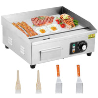 Garvee 22-Inch Commercial Electric Grill 1600W Non-Stick Stainless Steel Adjustable Temp 122°F-572°F for Home & Restaurant(WITH PLUG)