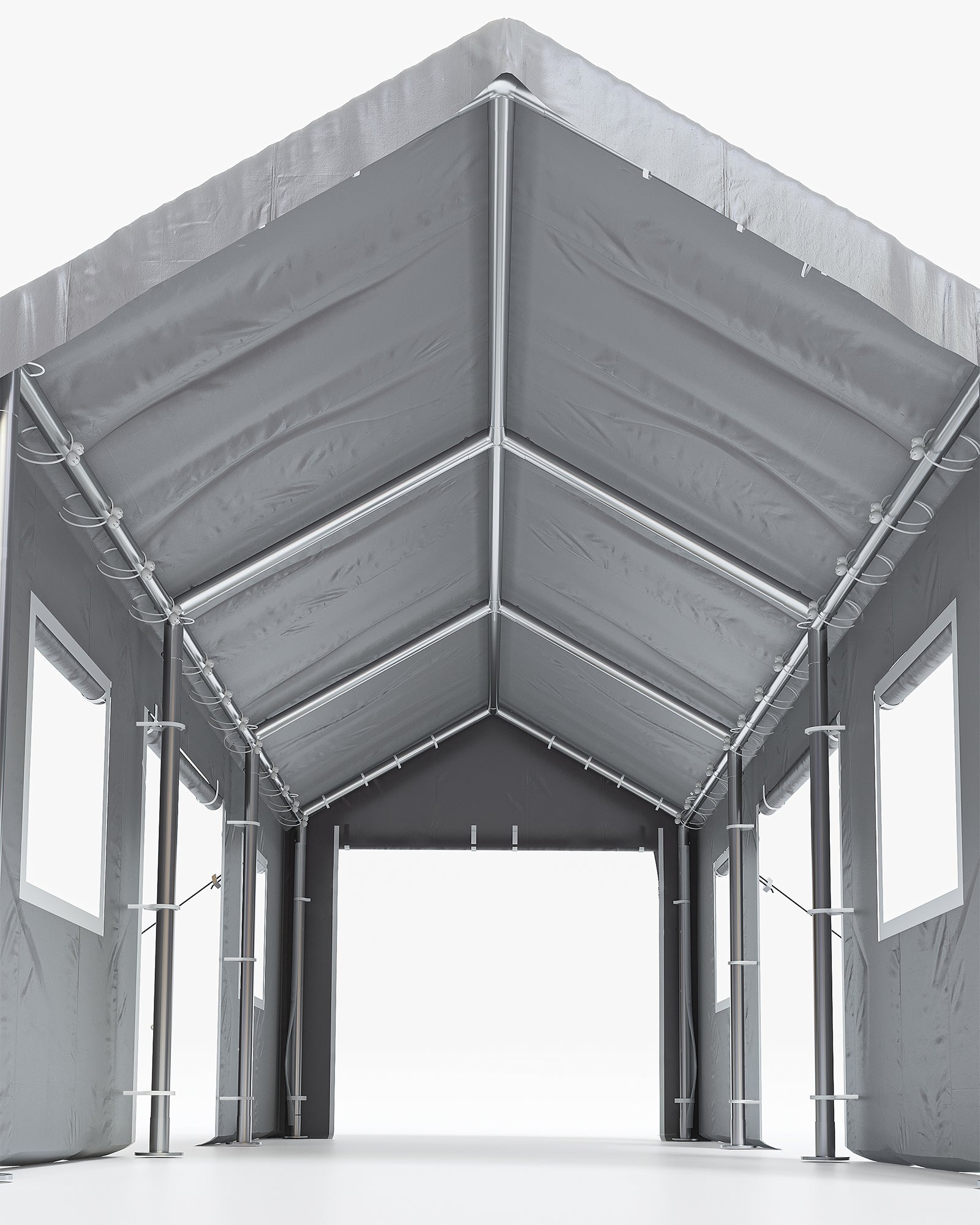Garvee 10' X 20' Heavy Duty Car Shelter with Roll-Up Doors & Windows, Height Adjustable, for Car & Boat, Grey
