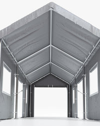 Garvee 10' X 20' Heavy Duty Car Shelter with Roll-Up Doors & Windows, Height Adjustable, for Car & Boat, Grey