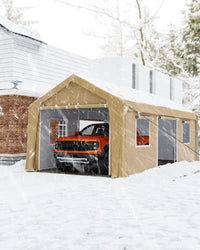 Garvee 13'x20' Heavy Duty Carport, Canopy with Removable Sidewalls & Doors, Extra-Large Portable Car Tent Garage with Roll-Up Windows, Yellow