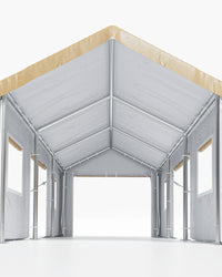 Garvee 13'x20' Heavy Duty Carport, Canopy with Removable Sidewalls & Doors, Extra-Large Portable Car Tent Garage with Roll-Up Windows, Yellow
