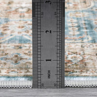 Garvee Washable Rug 6x9 Boho Soft Living Room Rugs Indoor Distressed Floor Carpet Vintage Rustic Farmhouse Area Rugs for Bedroom Non Slip Foldable Thin Rug for Kitchen Dining Room Kids Room Blue