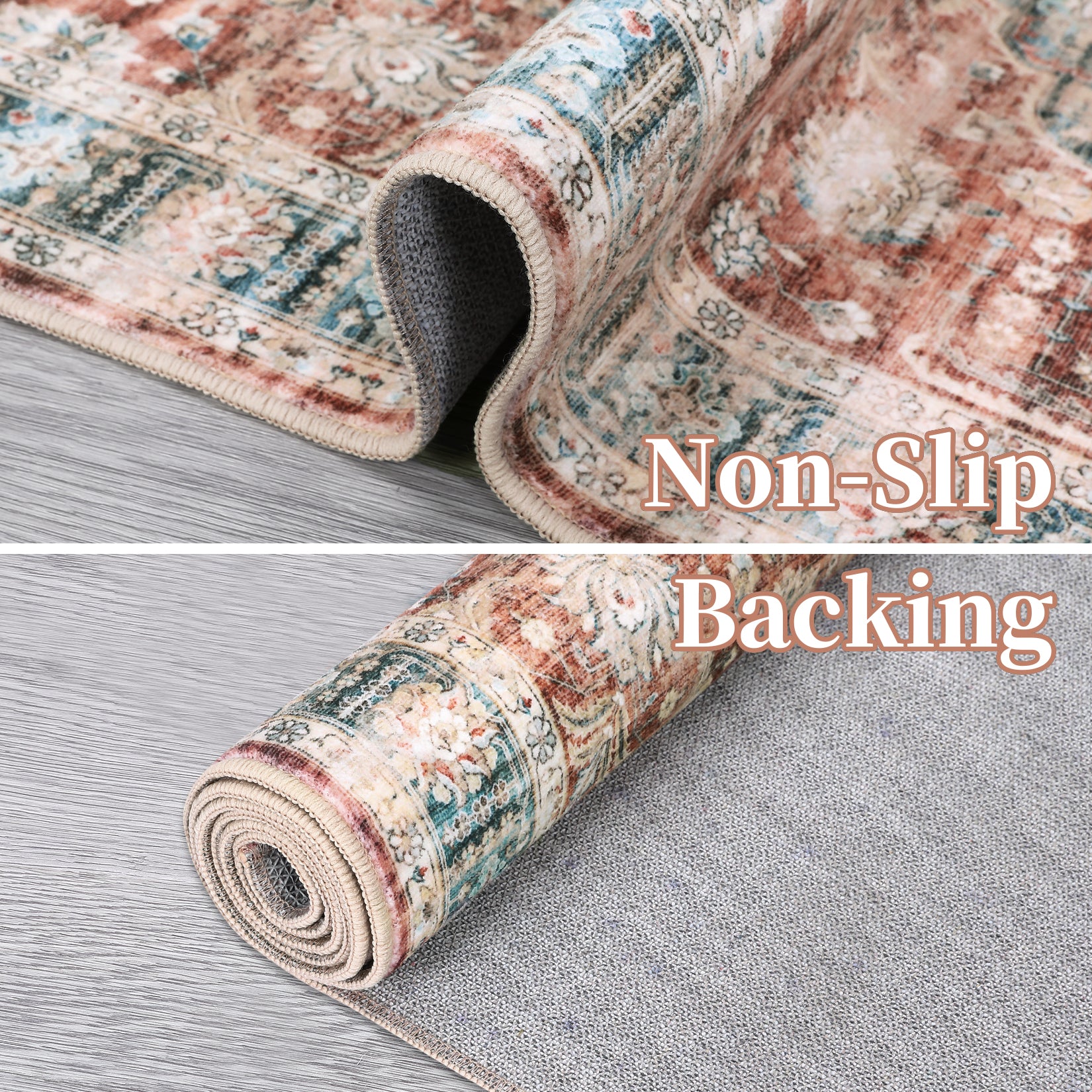 Garvee Area Rug 2x6 Vintage Rug Runner Washable Rug Soft Oriental Entryway Runners Indoor Hallway Kitchen Runners Non-Slip Non Shedding Long Rug Runner for Living Room Bedroom Bedside Bathroom Red