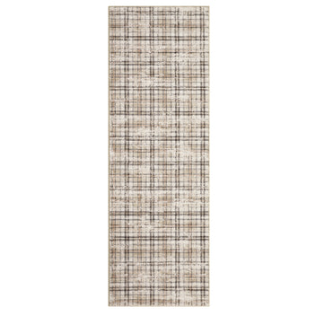 Garvee Washable Kitchen Runner Rug 2x8 Beige - Non-Slip, Machine-Washable Faux Wool, Tartan Plaid for Entryway, Hallway, Bedroom