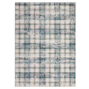 Garvee Washable 4x6 Area Rug Tartan Plaid Non-Slip Entryway Rug, Neutral Farmhouse Living Room Rug Soft Stain Resistant Low Pile Throw Rugs for Entrance Hallway Bedroom Kitchen Nursery, Blue&Beige