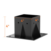 Garvee 4"x 4" (Inner 3.6"x3.6") Post Brackets, 4PC Heavy Duty Steel Post Base Supports for Outdoor Fence, Mailbox, Pergola Bracket Fence Kit, Black