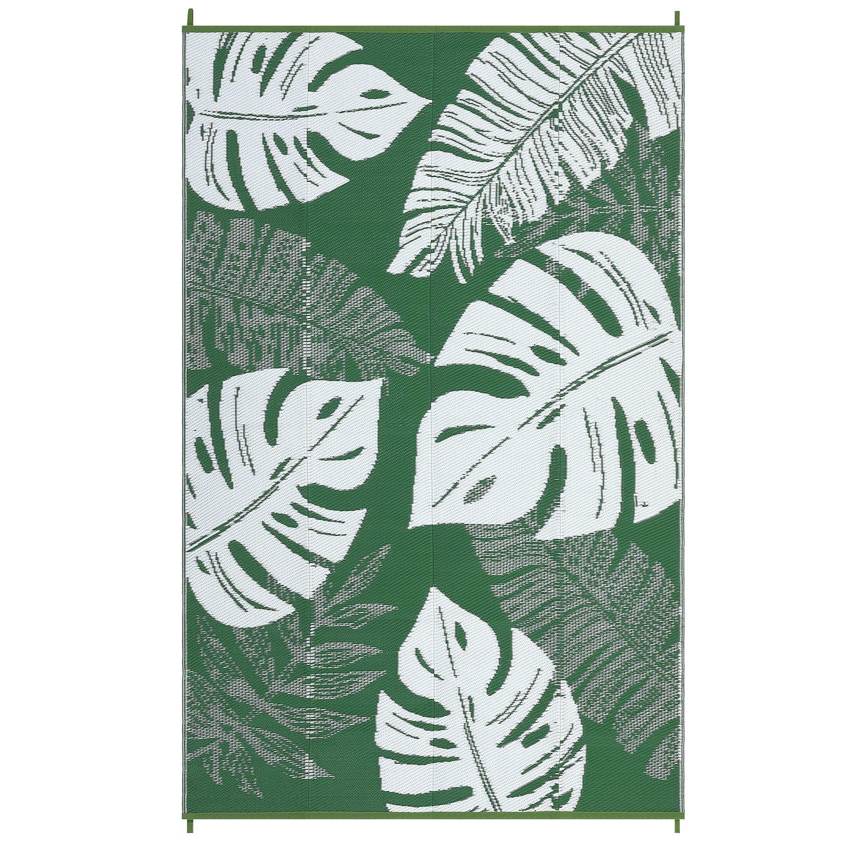 Garvee Outdoor Green 8x10 Rug Waterproof Reversible Outdoor Plastic Straw Rug Modern Palm Leaves Patio Rug Indoor Outdoor Carpet RV Mat Outside for Patio Camp Balcony Deck Picnic
