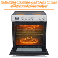 Garvee Front Control Electric Range Oven with 5 Cooktop Elements with 6 Cooking Power Options, Freestanding Oven, 5.0 cu. ft. Capacity Stainless Steel