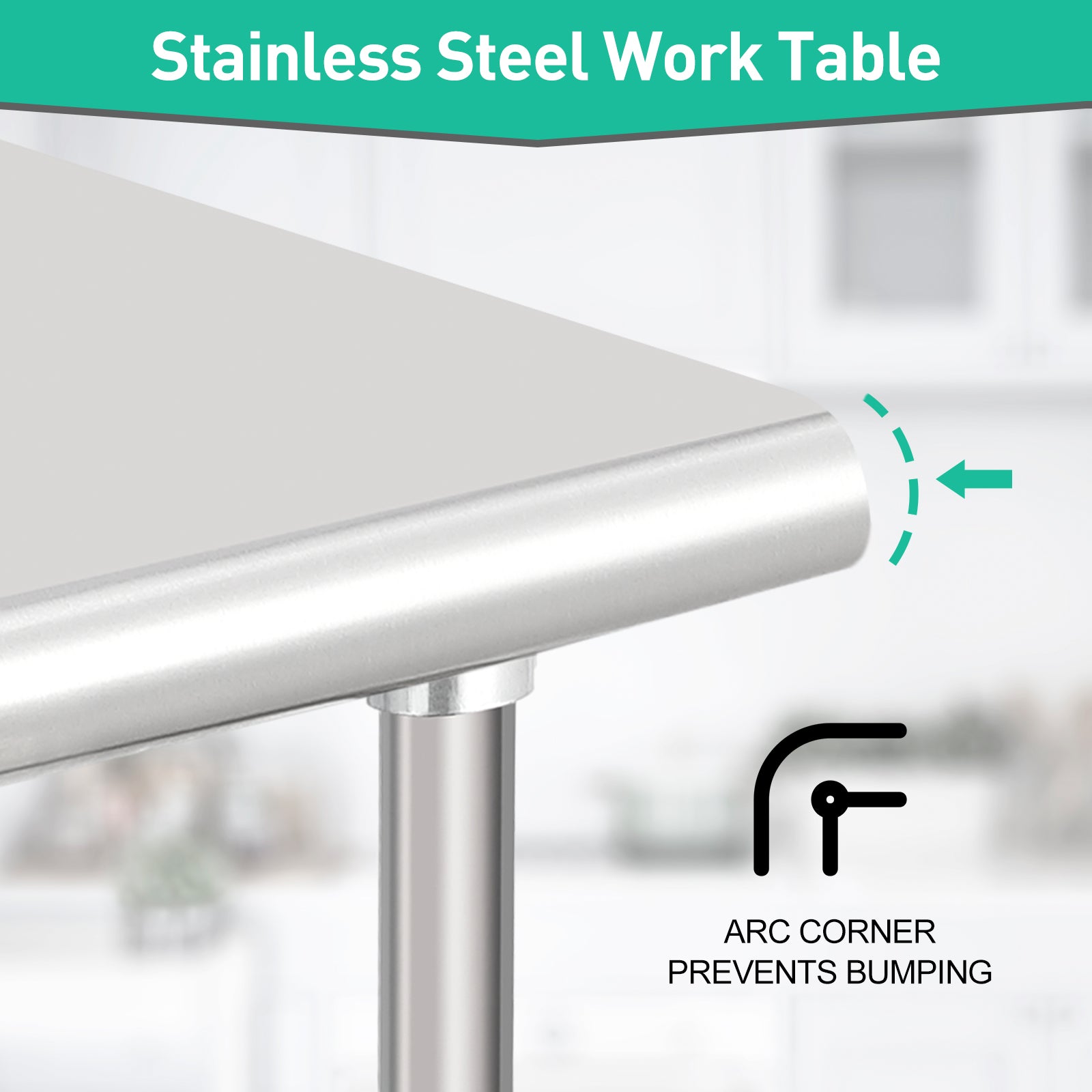 GARVEE 36"L x 24"W x 35"H Stainless Steel Work Table - NSF Certified Heavy-Duty Double-Tier Metal Trolley for Food Prep, Kitchen, Restaurant, and Commercial Workstations