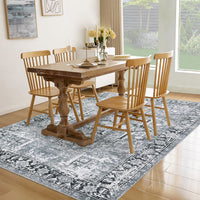 Garvee Machine Washable Rug 6x9 Vintage Design Area Rugs with Non Slip Rugs for Living Room Bedroom Floral Print Rug Carpet Stain Resistant, Grey