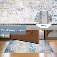 Garvee Living Room Area Rugs Grey Blue 8x10 Abstract Machine Washable Rugs Ultra-Thin Non Slip Bedroom Rugs Modern Printed Distressed Carpet for Dining Room Office Kitchen Playroom Floor Decor