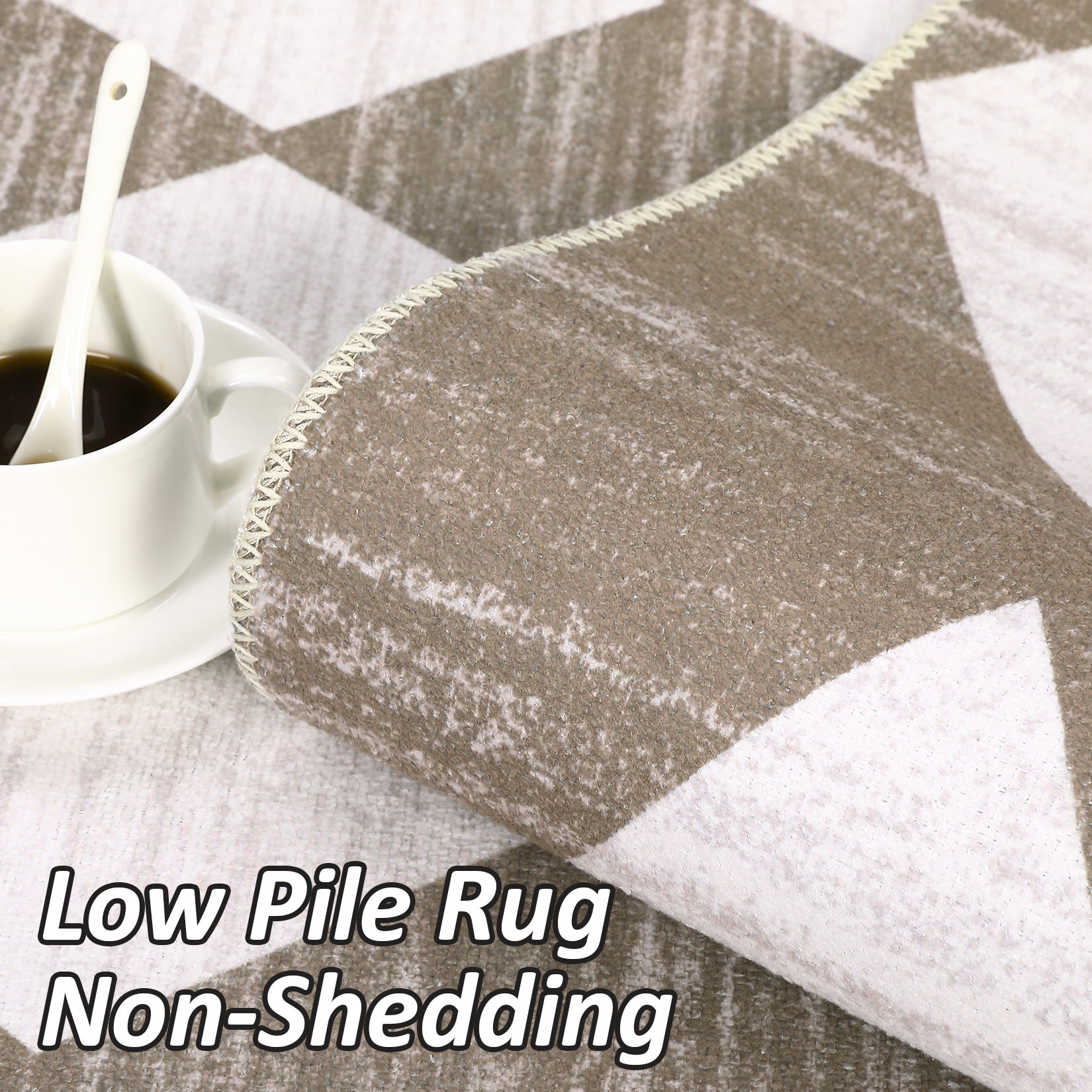 Garvee Area Rug 5x7 Washable Rugs Checkered Rug Modern Geometric Rug Bedroom Rug, Soft Neutral Accent Rugs for Living Room Entryway Dining Room,Stain Resistant Non-Slip Low-Pile Floor Carpet,Brown