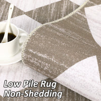 Garvee Area Rug 5x7 Washable Rugs Checkered Rug Modern Geometric Rug Bedroom Rug, Soft Neutral Accent Rugs for Living Room Entryway Dining Room,Stain Resistant Non-Slip Low-Pile Floor Carpet,Brown