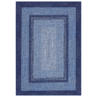Garvee Bordered Navy Blue 8x10 Boho Braided Area Rug, Washable Vintage Low-Pile Carpet with Non-Slip TPR Backing, Foldable Polyester for Living Room, Bedroom, Office