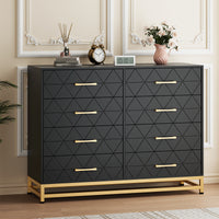 Garvee 8 Drawer Dresser, TV Stand Dressers Chest with Metal Handles, Wood Storage Dresser for Bedroom, Living Room, and Entryway, Black