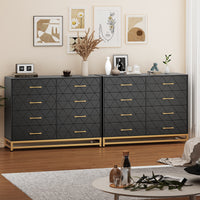 Garvee 8 Drawer Dresser, TV Stand Dressers Chest with Metal Handles, Wood Storage Dresser for Bedroom, Living Room, and Entryway, Black