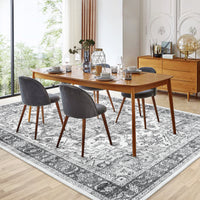 Garvee Area Rug for Living Room, 8x10 Machine Washable Vintage Rug Carpet for Bedroom Dinning Room, Distressed Area Rug Indoor Non Slip No Pile, Grey