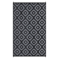 Garvee Outdoor Black & Grey 9x18 Rug for Patios Waterproof Reversible Mats Plastic Straw Rug Modern Geometric Floor Mat for Patio Porch RV Backyard Pool Deck Picnic Beach Trailer Camping Diamond