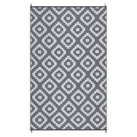 Garvee Outdoor Grey & White 9x12 Rug for Patios Reversible Mats Waterproof Plastic Straw Rug Modern Geometric Floor Mat for Patio Porch RV Backyard Pool Deck Picnic Beach Trailer Camping