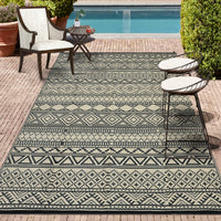 Garvee Outdoor Black & Coffee 8x10 Rug Carpet Waterproof Reversible Patio Rug Boho Print Camping Rug Plastic Straw Rug Geometric Rv Mat for Patio Camping Picnic Backyard Deck Balcony Porch Beach