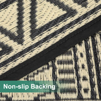 Garvee Outdoor Black & Coffee 8x10 Rug Carpet Waterproof Reversible Patio Rug Boho Print Camping Rug Plastic Straw Rug Geometric Rv Mat for Patio Camping Picnic Backyard Deck Balcony Porch Beach