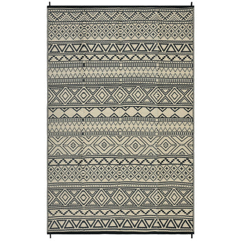 Garvee Outdoor Black & Coffee 5x8 Rug, Reversible Waterproof, UV & Stain Resistant Plastic Patio Carpet for RV, Camping, Deck, Porch