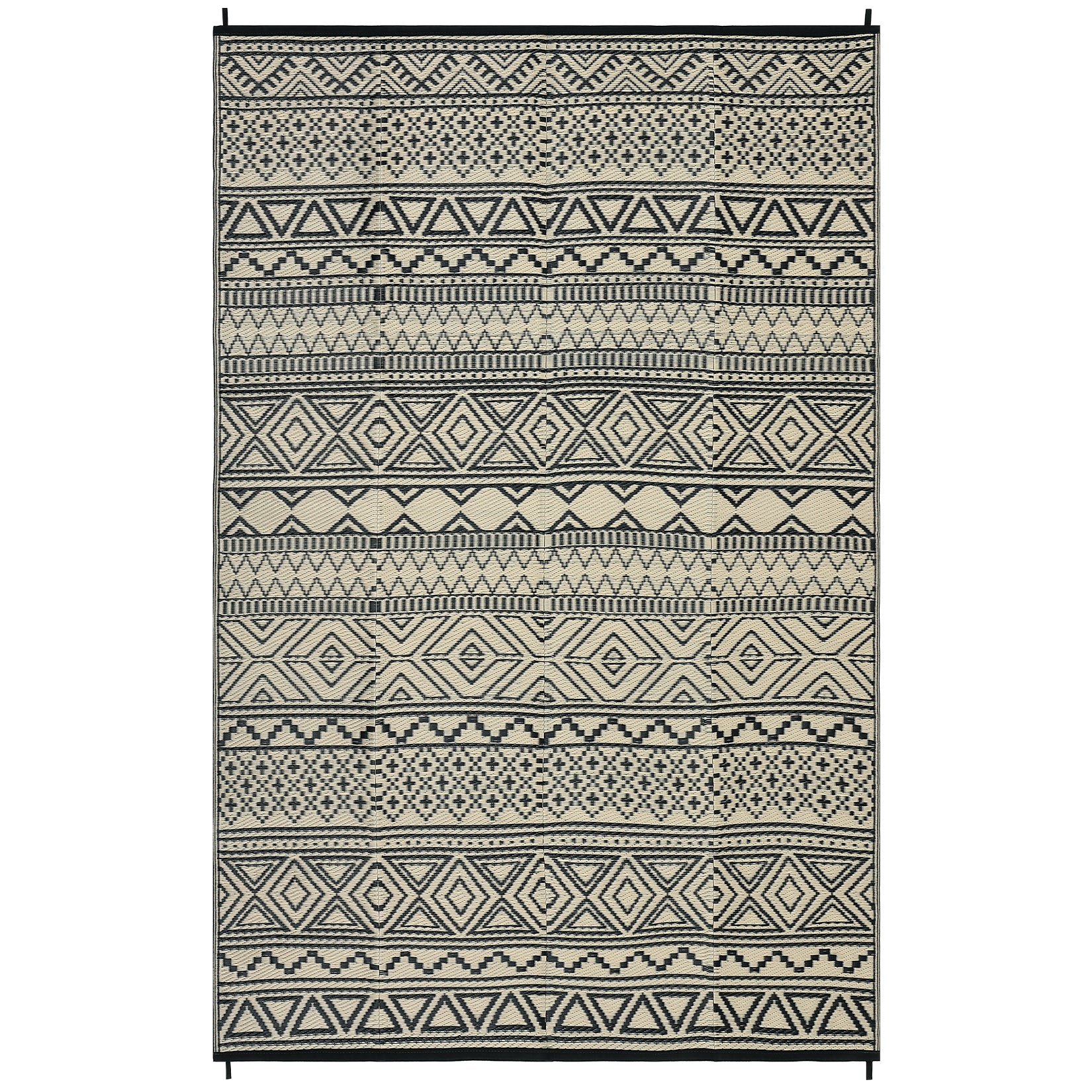 Garvee Outdoor Black & Coffee 5x8 Rug, Reversible Waterproof, UV & Stain Resistant Plastic Patio Carpet for RV, Camping, Deck, Porch