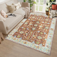 Garvee Area Rug 4x6 Rugs for Living Room,Vintage Rug for Living Room Bedroom Dinning Room,Boho Distressed Tribal Area Rug,Low Pile Non-Slip Washable Indoor Door Mat for Kitchen Entryway Bathroom