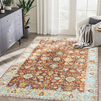 Garvee Area Rug 4x6 Rugs for Living Room,Vintage Rug for Living Room Bedroom Dinning Room,Boho Distressed Tribal Area Rug,Low Pile Non-Slip Washable Indoor Door Mat for Kitchen Entryway Bathroom