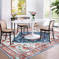 Garvee Oriental Red 5x7 Vintage Boho Area Rug, Distressed Tribal Low Pile Non-Slip Washable Carpet for Living Room Bedroom Dining Kitchen Entryway