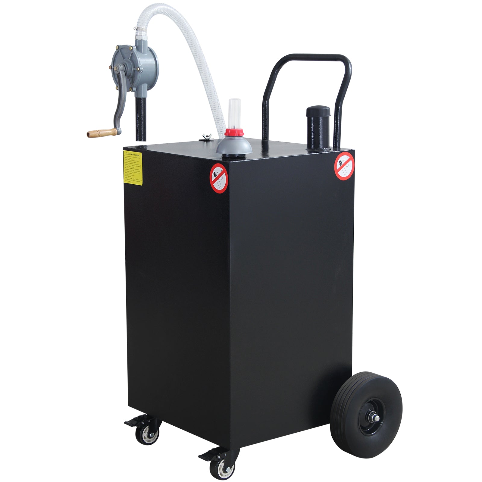 Garvee 45 Gallon Portable Gas Caddy Gasoline Diesel Can Hand Siphon Pump With Rolling Flat-Free Solid Rubber Wheels for Boat, Atv, Car, Motorcycle - Black