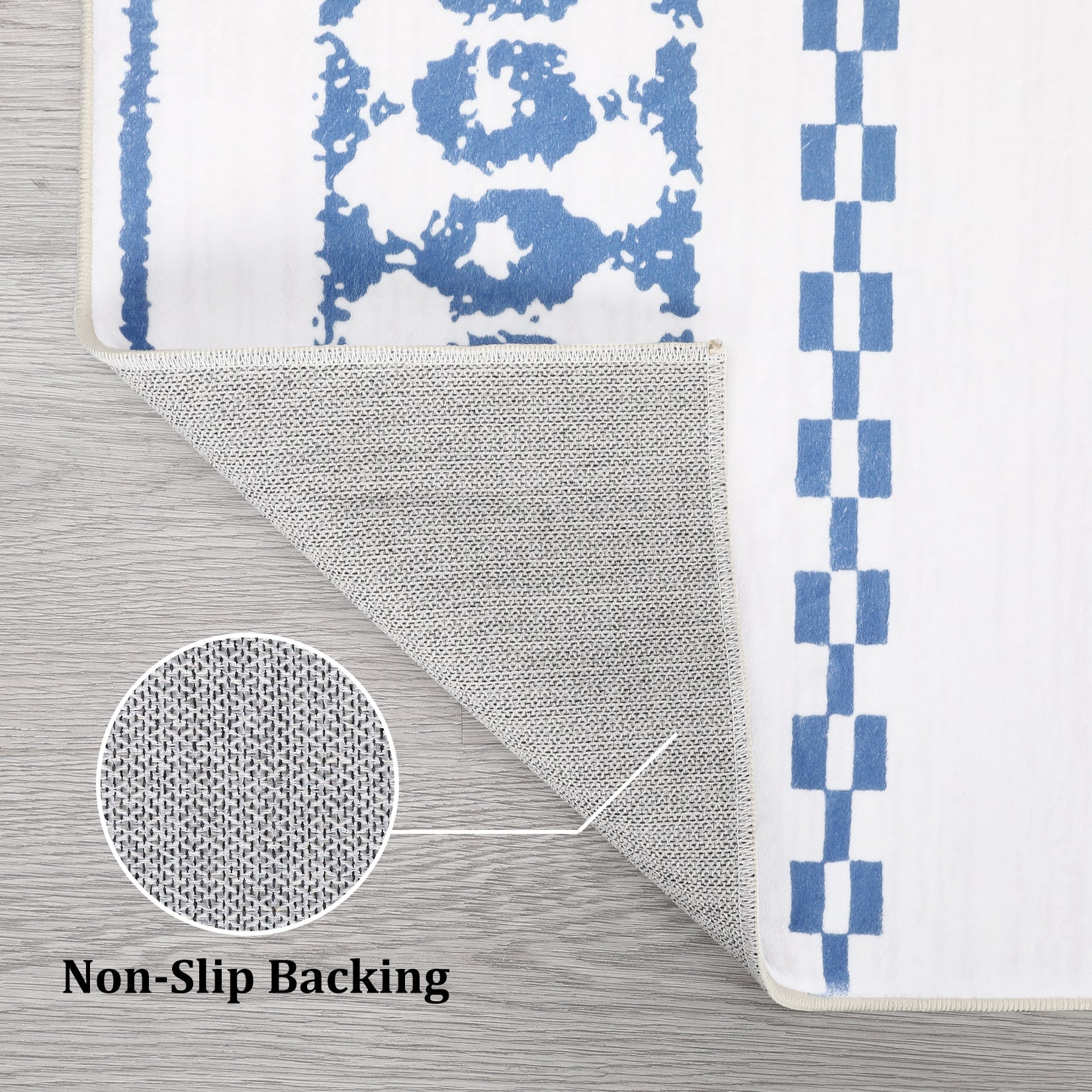 Garvee Boho Blue 8x10 Washable Rug for Living Room Bohemian Farmhouse Area Rug Stain Resistant Area Rug Modern Geometric Area Rug for Bedroom Dining Room Home Office