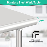 GARVEE 30"L x 24"W x 35"H Stainless Steel Food Prep Table - Heavy-Duty Commercial Kitchen Table with Adjustable Lower Shelf and Plastic Feet for Restaurants, Homes, and Hotels