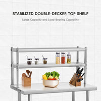 Garvee 36"L x 24"W x 55"H Stainless Steel Work Table，Heavy Duty Adjustable Shelf & Hooks,High Bearing Capacity, Removable Shelves for Kitchen, Garage, Restaurant
