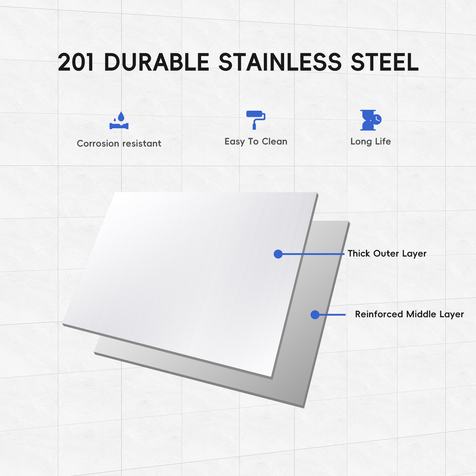 Garvee 36"L x 24"W x 55"H Stainless Steel Work Table，Heavy Duty Adjustable Shelf & Hooks,High Bearing Capacity, Removable Shelves for Kitchen, Garage, Restaurant