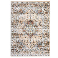 Garvee Oriental Orange 4x6 Traditional Bedroom Rug Machine Washable Non Slip Vintage Rug Indoor Throw Floor Cover Stain Resistant Oriental Accent Rug Carpet Distressed Rug for Living Room Home Decor