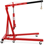 Garvee 2T Engine Hoist - 4000 lbs Folding Hydraulic Car Engine Crane Lifter, Cherry Picker with 6 Iron Caster Wheels, Red - Red