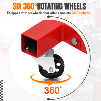 Garvee 2T Engine Hoist - 4000 lbs Folding Hydraulic Car Engine Crane Lifter, Cherry Picker with 6 Iron Caster Wheels, Red