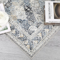 Garvee Blue 10x13 Vintage Area Rug Brown Washable Rug Living Room Rug Bedroom Rug Indoor Carpet Tribal Distressed Rug Retro Accent Throw Rug