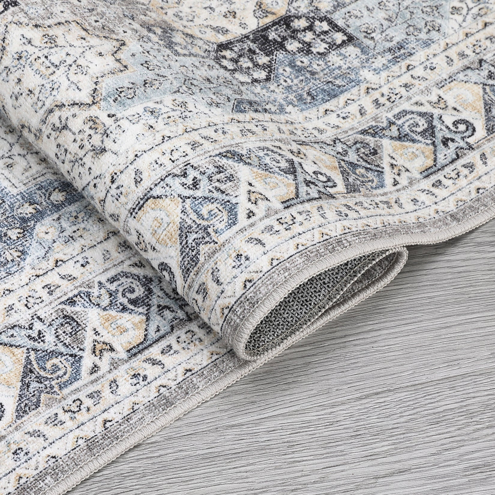 Garvee Blue 10x13 Vintage Area Rug Brown Washable Rug Living Room Rug Bedroom Rug Indoor Carpet Tribal Distressed Rug Retro Accent Throw Rug