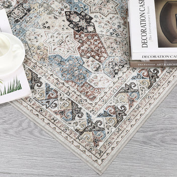 Garvee Vintage Area Rug Colorful Washable Rug Living Room Rug Bedroom Rug Indoor Carpet Tribal Distressed Rug Retro Accent Throw Rug