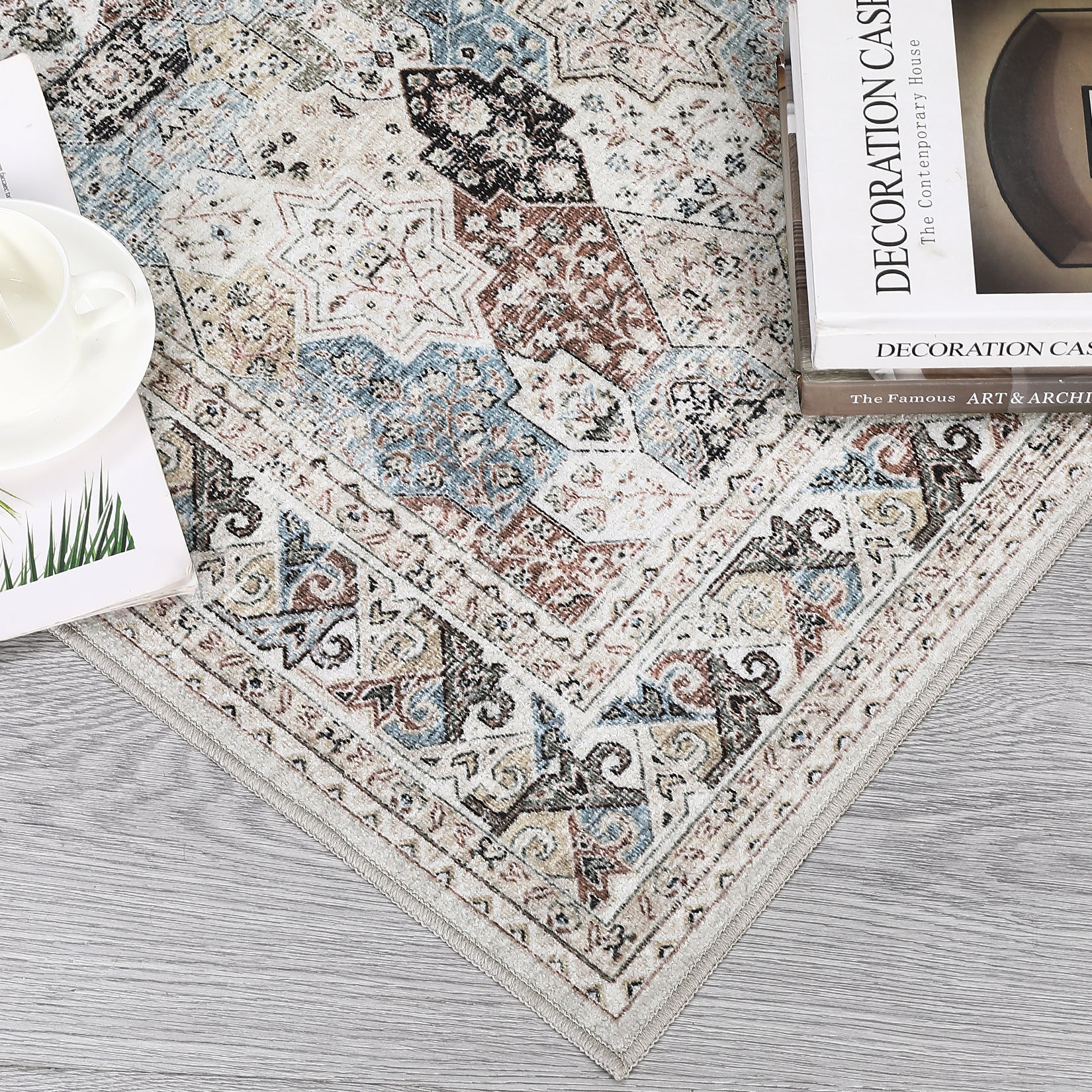 Garvee Vintage Area Rug Colorful Washable Rug Living Room Rug Bedroom Rug Indoor Carpet Tribal Distressed Rug Retro Accent Throw Rug