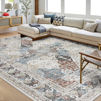 Garvee Vintage Area Rug Colorful Washable Rug Living Room Rug Bedroom Rug Indoor Carpet Tribal Distressed Rug Retro Accent Throw Rug