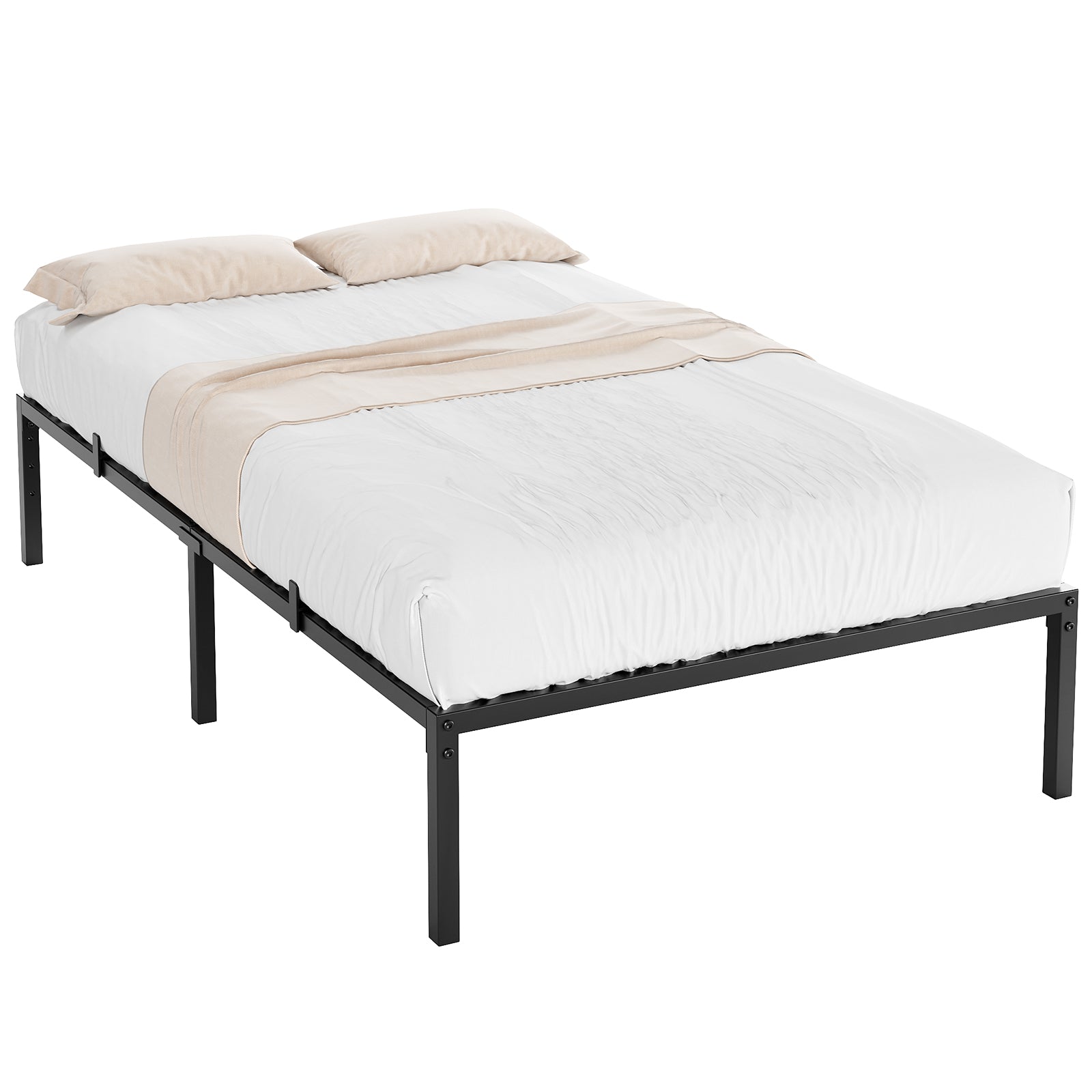 Garvee Twin Size Bed Frame with Steel Slat Support, 14 Inch Heavy Duty Metal Platform Bed Frame Twin Size, Easy Assembly, Ample Storage Space, Noise-Free Design, Black